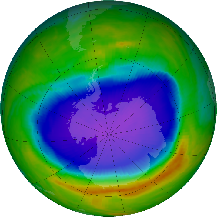 Antarctic ozone map for 08 October 1999